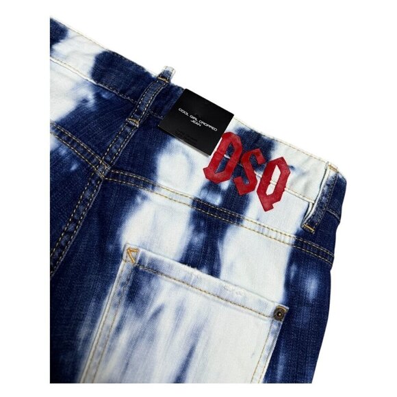 DSQUARED 2 (NWT) Mid Rise Crop Bleach Tie Dye Designer Denim Jeans Size 4 Small - Picture 6 of 7